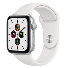 Apple Watch SE 44mm Silver Aluminum Case with White Sport Band (MYDQ2)