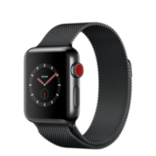 Apple Watch 38mm Series 3 GPS + Cellular Space Black Stainless Steel Case with Space Black Milanese Loop (MR1H2)