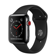 Apple Watch 42mm Series 3 GPS + Cellular Space Black Stainless Steel Case with Black Sport Band (MQK92)