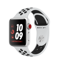 Apple Watch Nike+ 38mm GPS + Cellular Silver Aluminum Case with Pure Platinum/Black Nike Sport Band (MQL52)