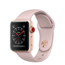 Apple Watch 42mm Series 3 GPS + Cellular Gold Case with Pink Sand Sport Band (MQK32)