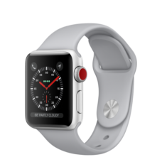 Apple Watch 38mm Series 3 GPS + Cellular Silver Aluminum Case with Fog Sport Band (MQJN2)