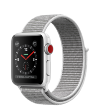 Apple Watch 38mm Series 3 GPS + Cellular Silver Aluminum Case with Seashell Sport Loop (MQJR2)