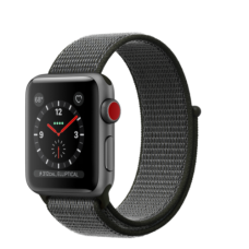 Apple Watch 38mm Series 3 GPS + Cellular Space Gray Aluminum Case with Dark Olive Sport Loop (MQJT2)