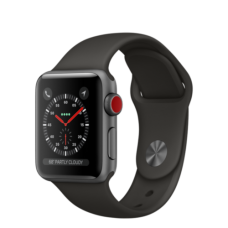 Apple Watch 38mm Series 3 GPS + Cellular Space Gray Aluminum Case with Gray Sport Band (MR2W2)