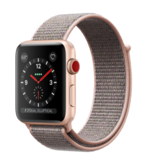 Apple Watch 42mm Series 3 GPS + Cellular Gold Aluminum Case with Pink Sand Sport Loop (MQK72)