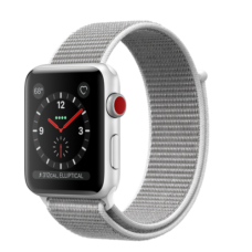 Apple Watch 42mm Series 3 GPS + Cellular Silver Aluminum Case with Seashell Sport Loop (MQK52)