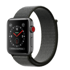 Apple Watch 42mm Series 3 GPS + Cellular Space Gray Aluminum Case with Dark Olive Sport Loop (MQK62)