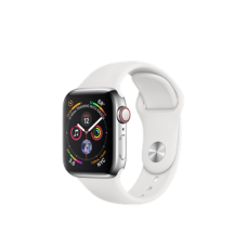 Apple Watch Series 4 GPS + Cellular 40mm Stainless Steel Case with White Sport Band (MTUL2)