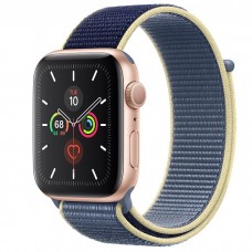 Apple Watch Series 5 44mm Gold Aluminium Case with Alaskan Blue Sport Loop (MX3P2)