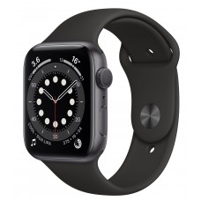 Apple Watch Series 6 44mm Space Gray Aluminum Case with Black Sport Band (M00H3) 