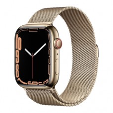 Apple Watch Series 7 GPS + LTE, 41mm Gold Stainless Steel Case with Gold Milanese Loop (MKHH3/ MKJ03)