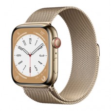 Apple Watch 8 45mm (GPS+LTE) Gold Stainless Steel Case with Gold Milanese Loop (MNKQ3)