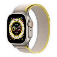 Apple Watch Ultra 49mm Titanium Case with Yellow/Beige Trail Loop S/M (MNHK3)