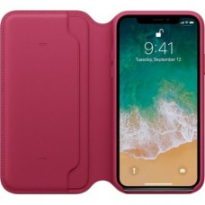 iPhone X Leather Folio - Berry