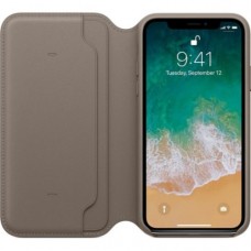 iPhone X Leather Folio - Taupe